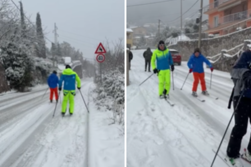 Skijanje s pogledom na more kod Opatije! Neo&ccaron;i&scaron;&cacute;ene ceste pretvorili u skija&scaron;ku stazu