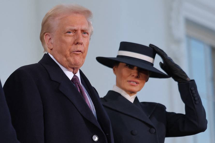 U.S. President-elect Donald Trump and his wife Melania Trump meet with U.S. President Joe Biden and first lady Jill Biden on inauguration day of Donald Trump's second presidential term in Washington