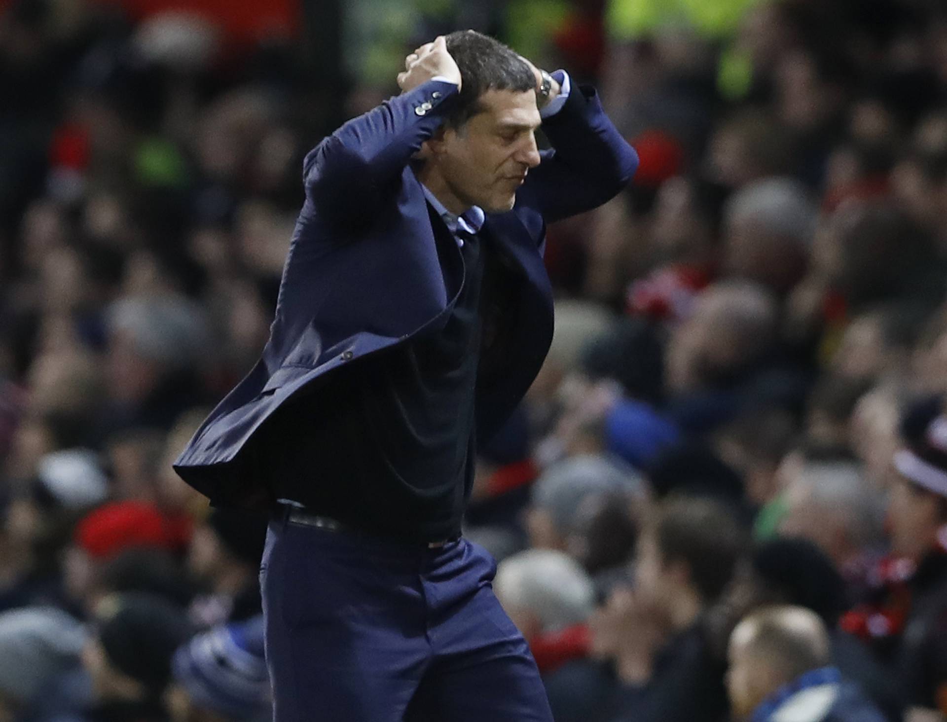 West Ham United manager Slaven Bilic looks dejected