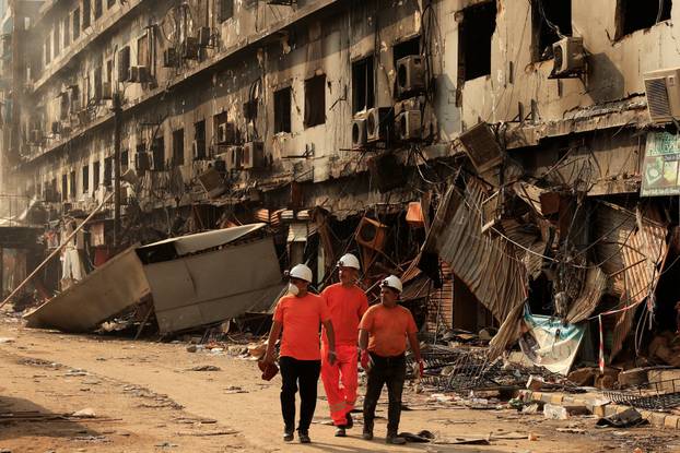 Aftermath of fire in a shopping mall in Karachi