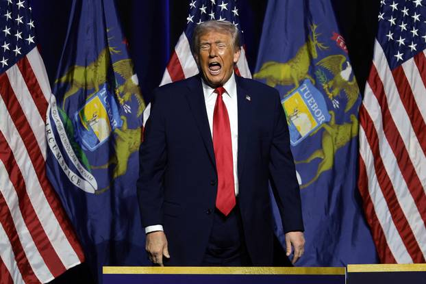 U.S. President Trump delivers remarks at The Detroit Economic Club in Detroit