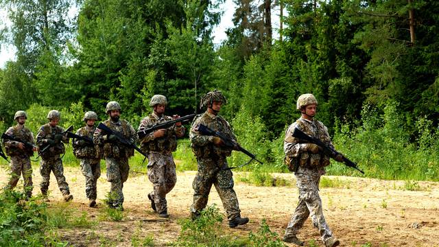 New members of Latvian National Guard attend basic military training camp near Daugavpils