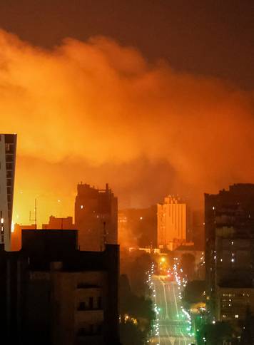 Russian drone and missile strike in Kyiv