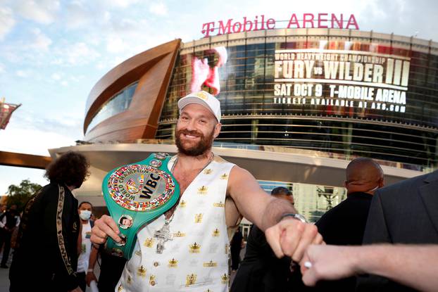 Heavyweight world champion Tyson Fury and challenger Deontay Wilder during "Grand Arrival" in Las Vegas