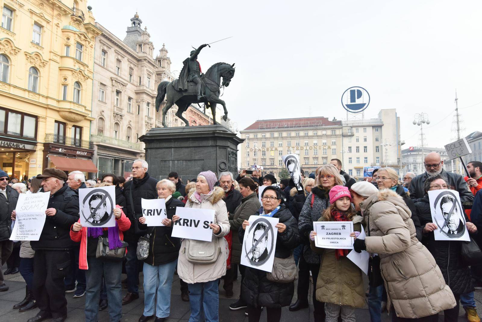 Zagreb: Na glavnom Trgu održan prosvjed protiv gradonačelnika Bandića