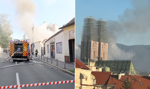 FOTO Dramatični prizori iz Zagreba: Zapalila se kuća kod Kaptola, nebom se širi gusti dim