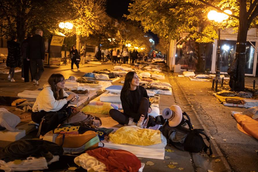 Protest march following the deadly November 2024 Novi Sad railway station canopy collapse, in Indjija