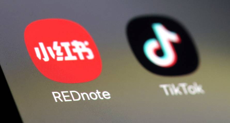Illustration shows TikTok and RedNote apps