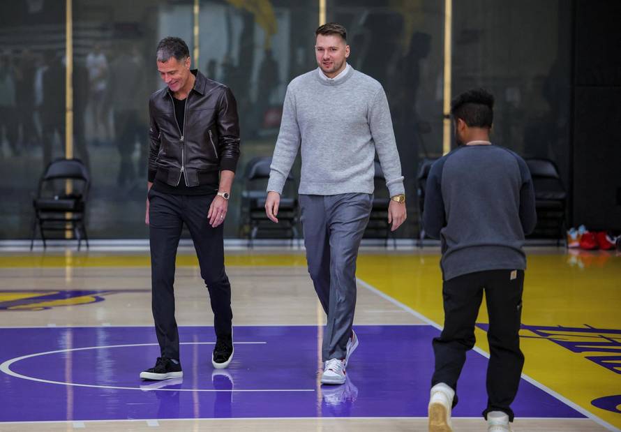 NBA's Doncic attends his first press conference after being traded to Los Angeles Lakers