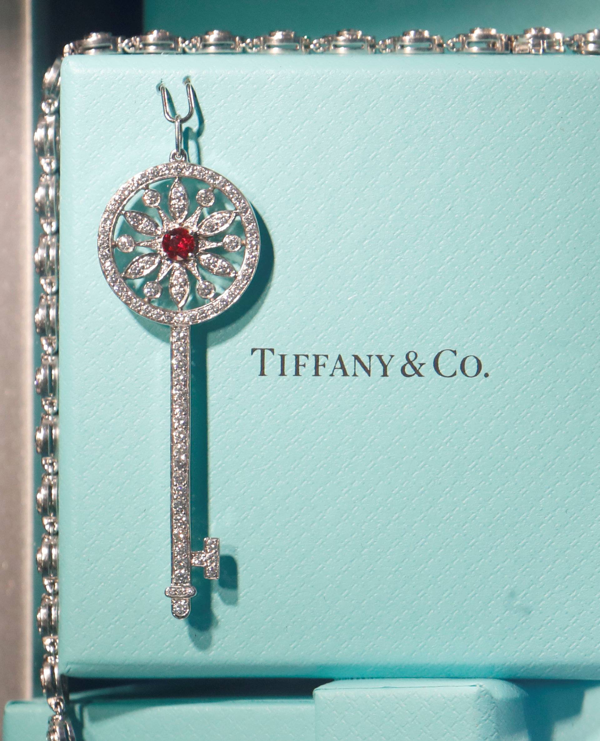 Tiffany & Co. jewelry is displayed in a store in Paris