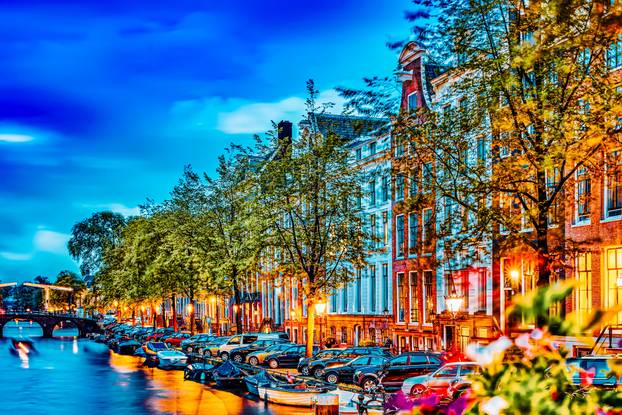 Beautiful Amsterdam city at the evening time.