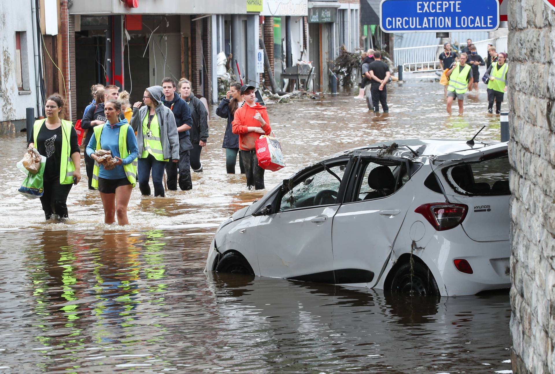 Heavy rainfalls, in Pepinster, Belgium