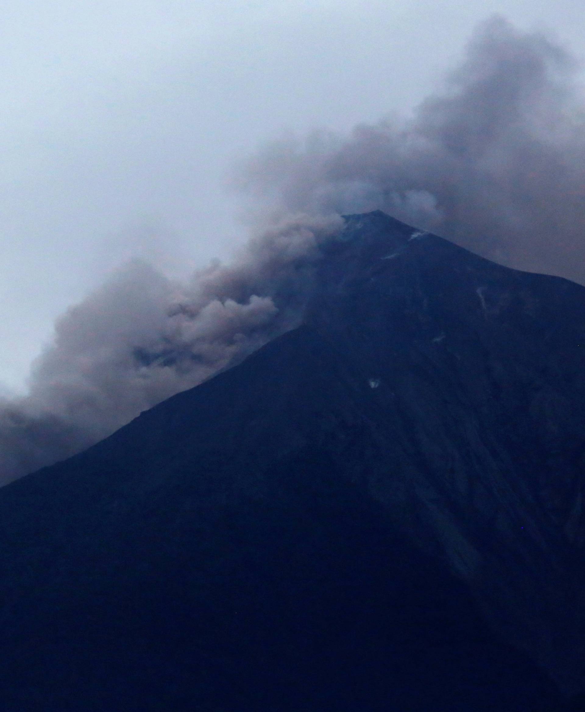 Fuego volcano is seen after a violent eruption, in San Juan Alotenango