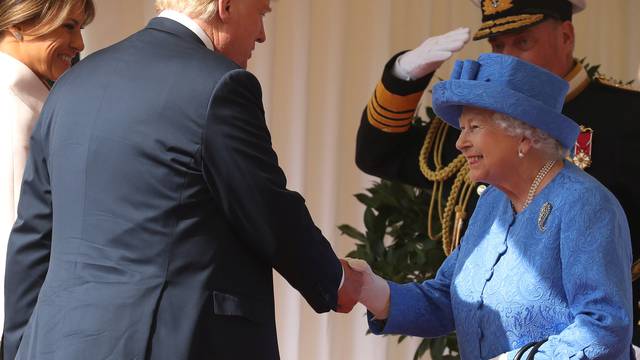 Britain's Queen Elizabeth greets U.S. President, Donald Trump and First Lady, Melania Trump  at Windsor Castle, Windsor