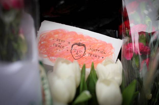 Makeshift memorial for actor Matthew Perry in New York