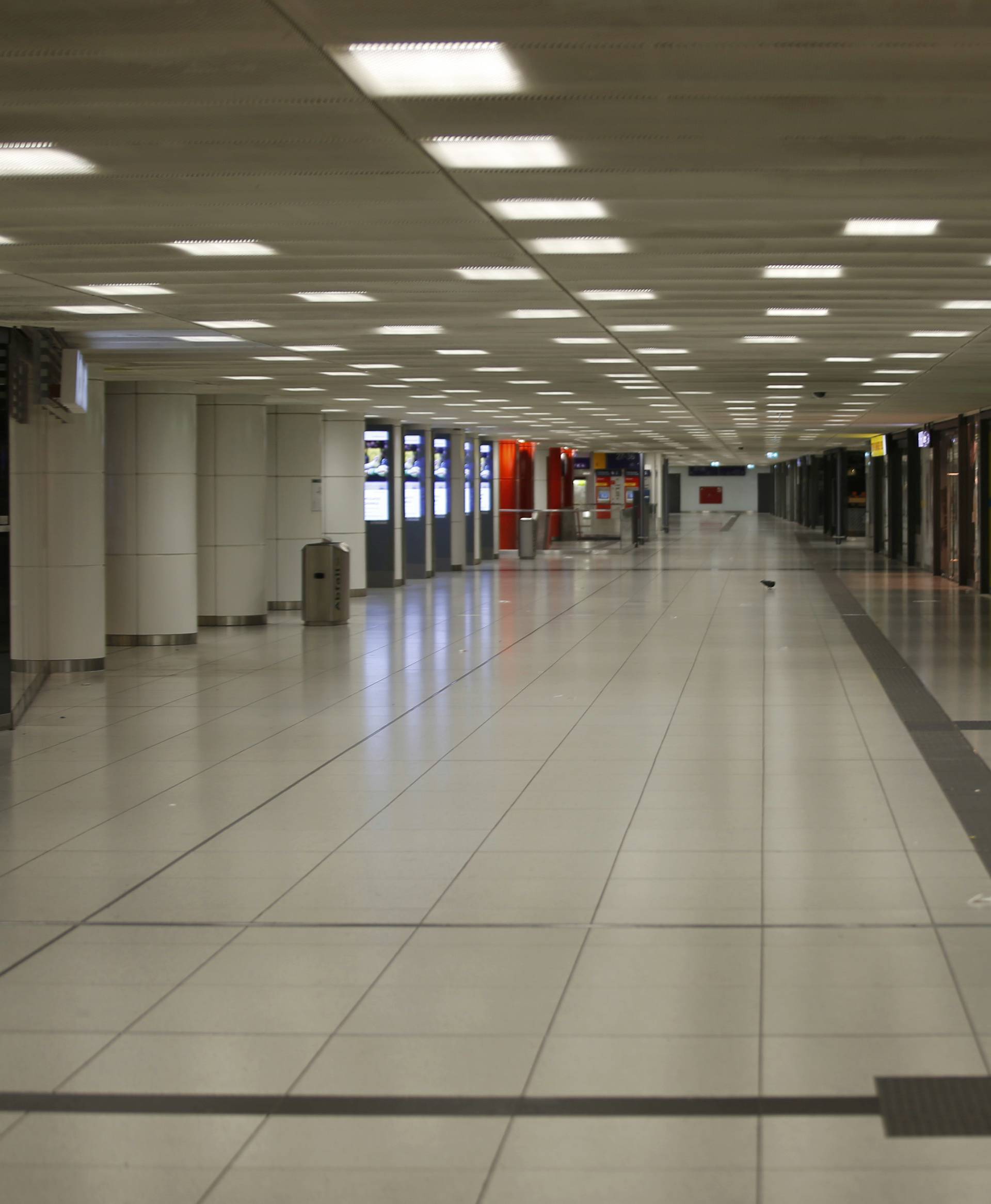 The empty subway of the main train station is pictured following shooting rampage at shopping mall in Munich