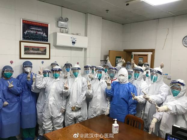 Picture uploaded to social media on January 25, 2020 by the Central Hospital of Wuhan show medical staff, in Wuhan, China