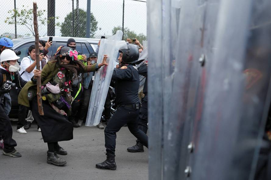 Protest march ahead of the opening match of the 2026 FIFA World Cup, in Mexico City