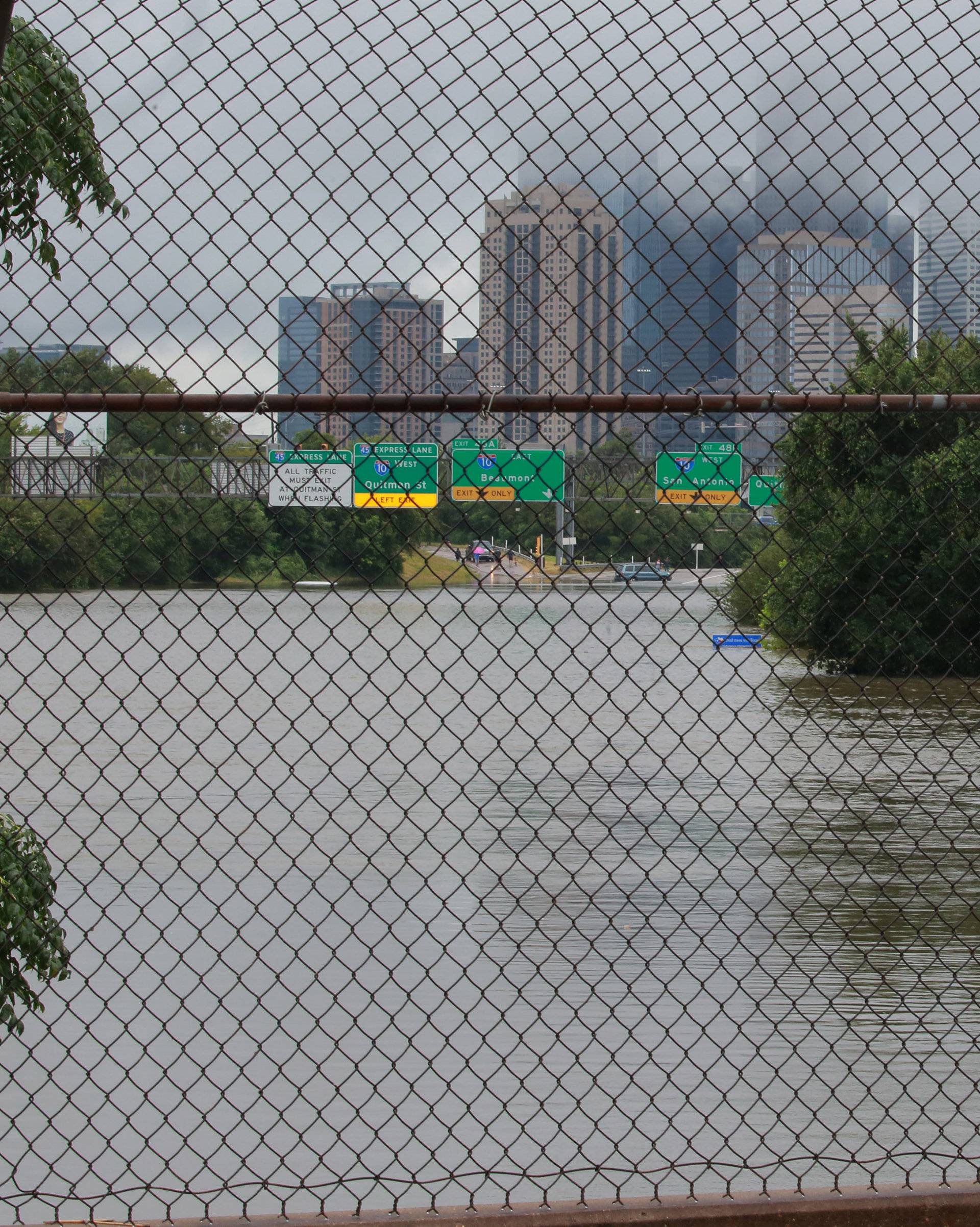 Submerged freeways from the effects of Hurricane Harvey are seen during widespread flooding in Houston