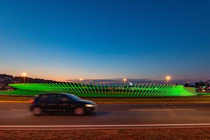 Pula: Najveći pulski rotor osvijetljen zelenom bojom u povodom Dana gastroshize