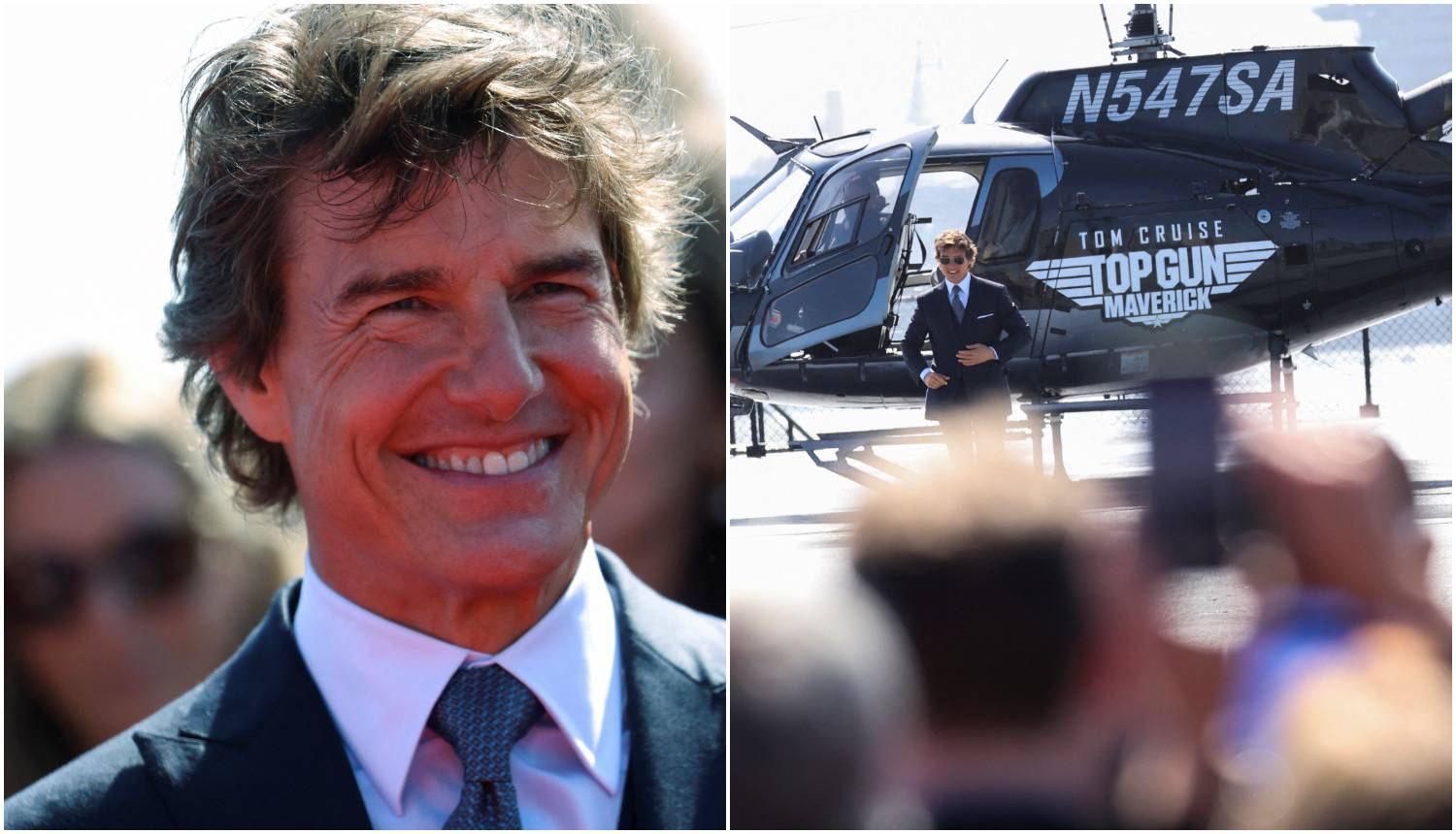Tom Cruise na premijeru novog 'Top Guna' stigao helikopterom. Naravno, on je njime upravljao