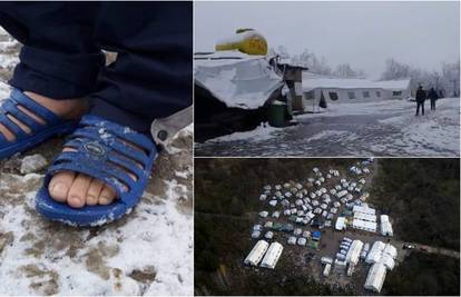 Neljudski uvjeti u BiH: Migranti prvi snijeg dočekali u šlapama
