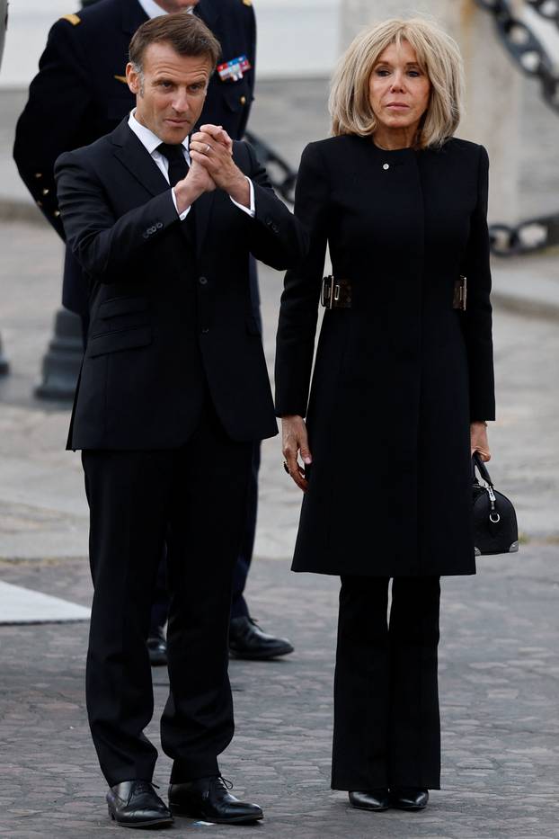 Ceremony commemorating the end of World War II, in Paris