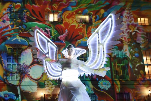 The Berlin State Opera house is illuminated during the Festival of Lights in Berlin