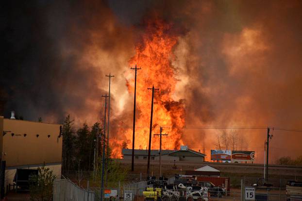 Flames rise in Industrial area south Fort McMurray Alberta Canada