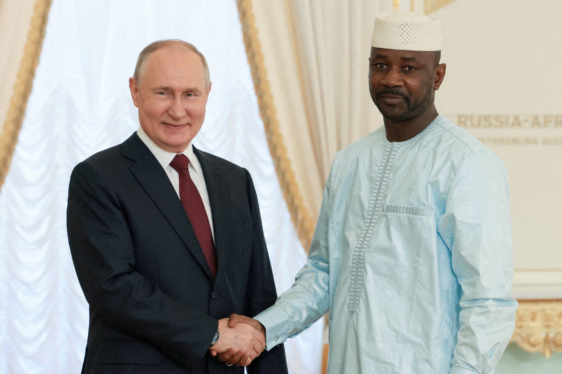 FILE PHOTO: Russian President Putin and Malian President Goita meet in St Petersburg