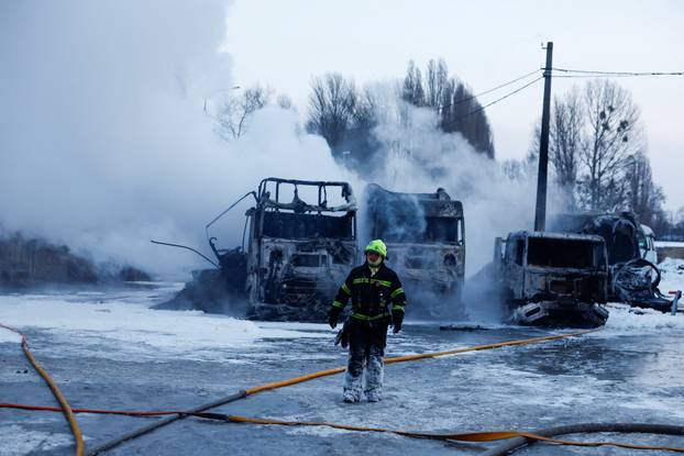Aftermath of a Russian drone and missile attack in Kyiv
