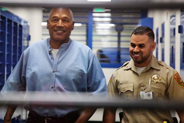 O.J. Simpson arrives for his parole hearing in at Lovelock Correctional Centre in Lovelock