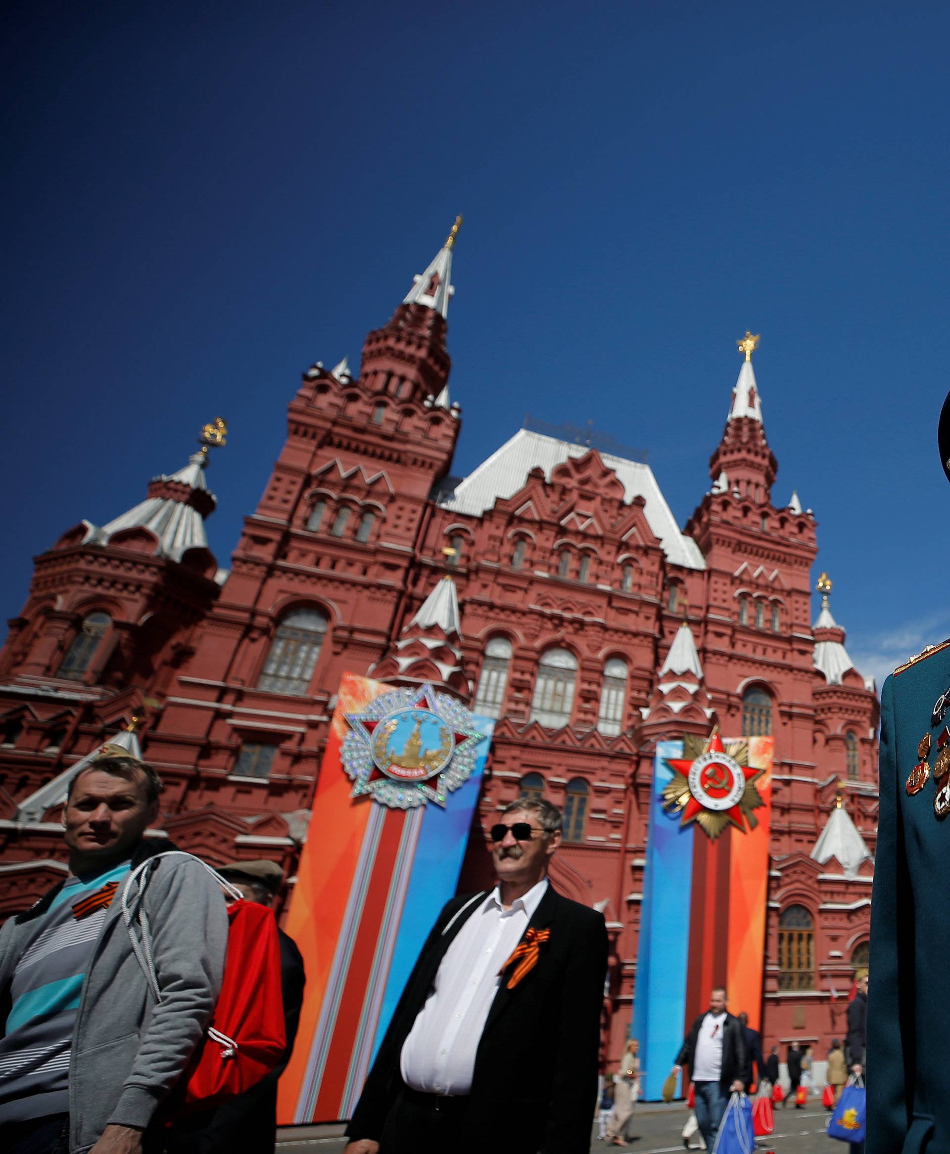 A veteran attends the Victory Day parade at Red Square in Moscow