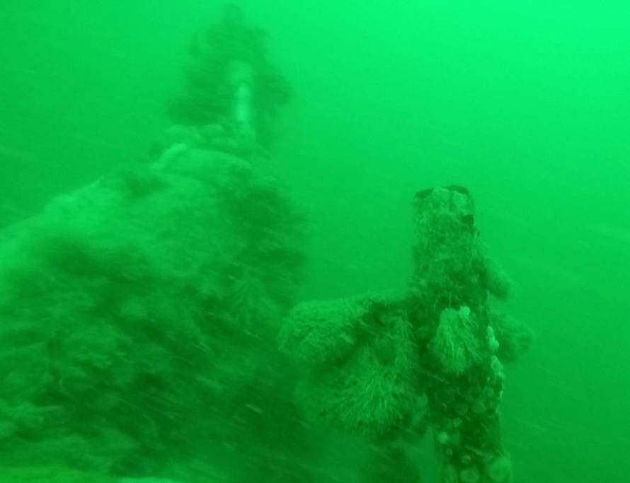 The well-preserved wreck of a World War One German submarine, possibly still containing the bodies of 23 crew members, found off the Belgian coast, is seen on this handout picture provided by KB Vlaanderen