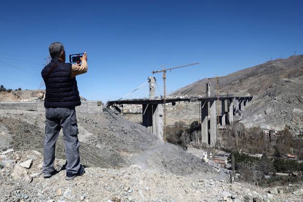 The B1 bridge damaged by a strike, as the U.S.-Israeli conflict with Iran continues, in Karaj