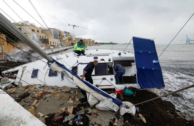 Aftermath of Storm Harry which wreaked havoc across Malta