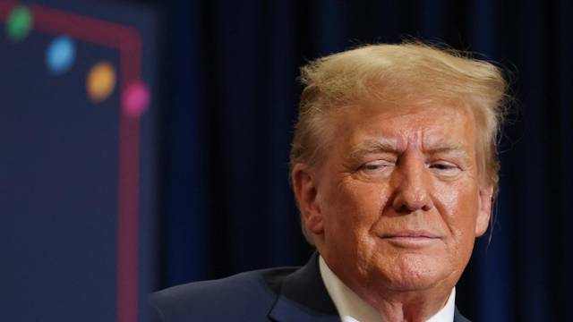 Republican presidential candidate and former U.S. President Trump attends a campaign event in Waterloo, Iowa