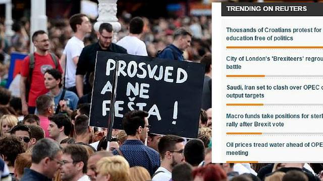 Članak o prosvjedu u Hrvatskoj najčitaniji na agenciji Reuters