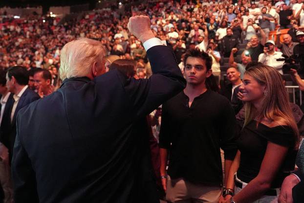 U.S. President Donald Trump attends UFC 327 at Kaseya Center