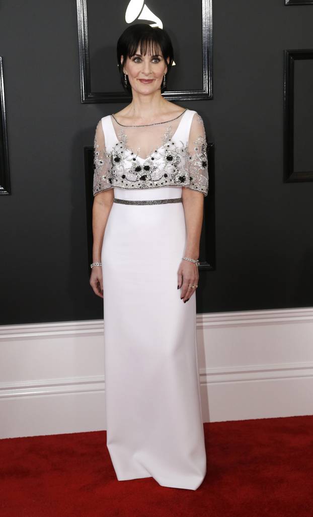Singer Enya arrives at the 59th Annual Grammy Awards in Los Angeles