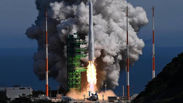 South Korea’s domestically produced Nuri space rocket lifts off from its launch pad at the Naro Space Center in Goheung County