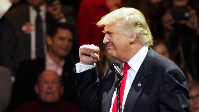 U.S. President-elect Donald Trump speaks at a rally as part of their "USA Thank You Tour 2016" in Cincinnati