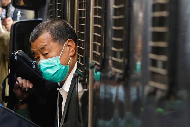 Media mogul Jimmy Lai, founder of Apple Daily, arrives the Court of Final Appeal by prison van in Hong Kong