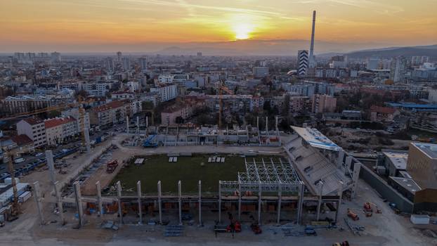 Zagreb: Fotografije iz zraka radova na novom stadionu u Kranjčevićevoj