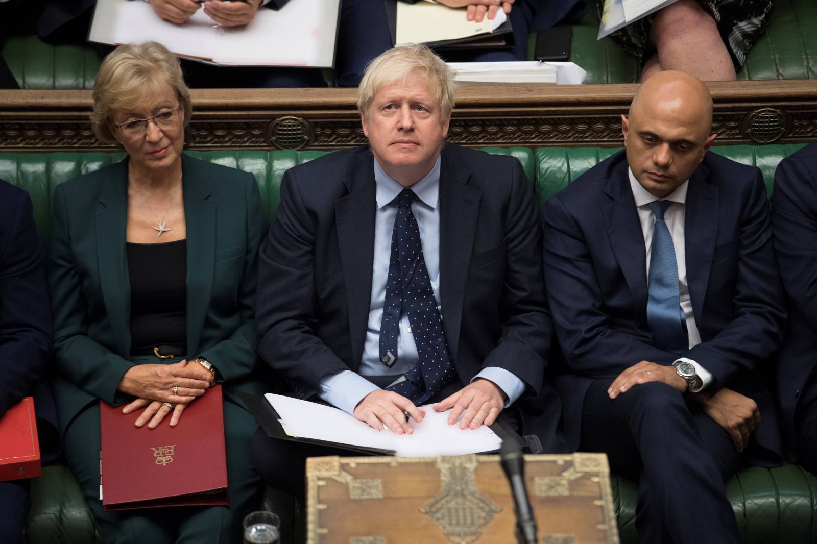 Britain's Prime Minister Boris Johnson looks on at the House of Commons in London