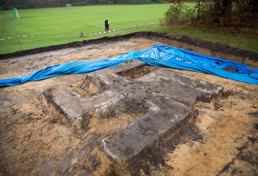 Concrete Swastika digged out at sports ground