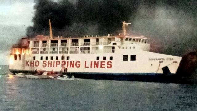 Philippines ferry carrying 120 people catches fire at sea