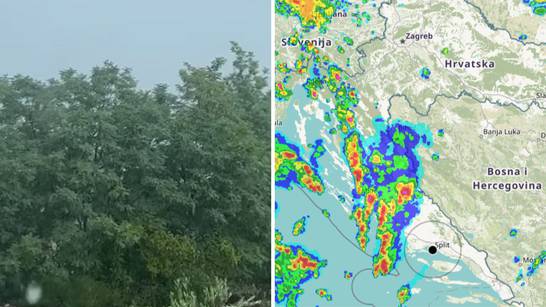 VIDEO Pogledajte oluju na karti, u Dalmaciji već počelo: 'Nebo i zemlja se spojili. Pala je i tuča'