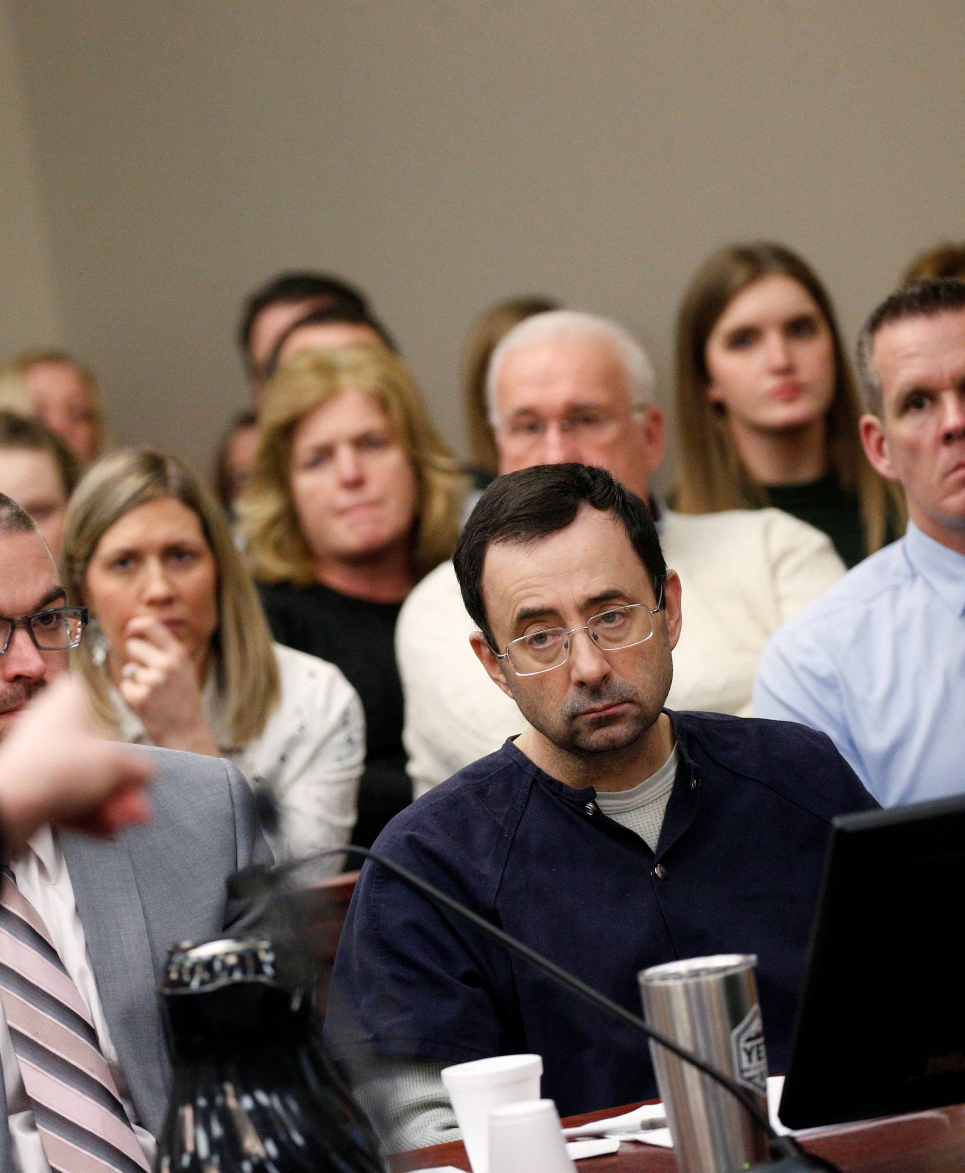 Prosecutor Angela Povilaitis speaks at the sentencing hearing for Larry Nassar, a former team USA Gymnastics doctor who pleaded guilty in November 2017 to sexual assault charges, in Lansing