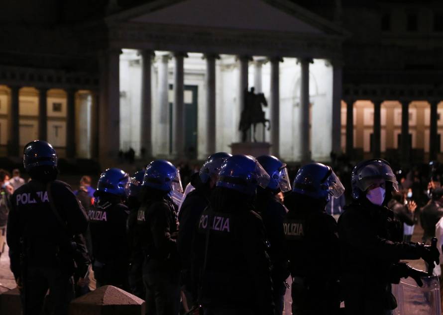 Hundreds of people gathered to protest against the measures implemented to stop the spread of the Covid-19 pandemic by the Government during the second wave of the Covid-19 Coronavirus pandemic in Naples.